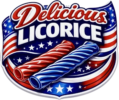 Colorful red and blue licorice sticks with an American flag theme.