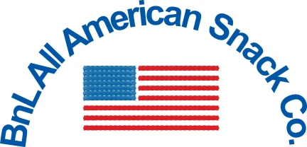 Red, white, and blue snack logo
