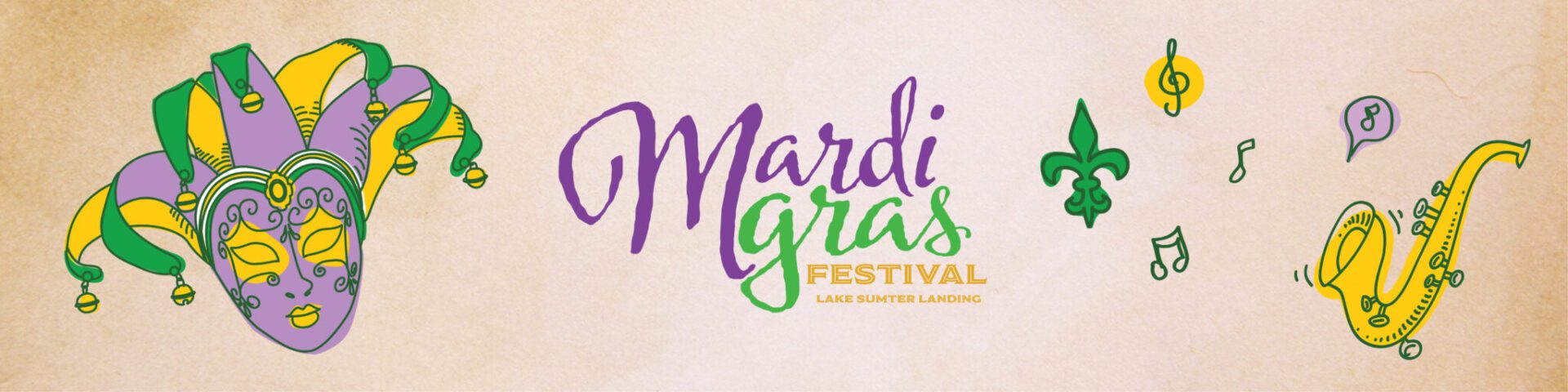 Logo for Mardi Gras Festival in Lake Monroe, Florida.